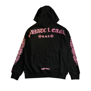 pink粉色的奶狗可遇不可求纹身logo花臂鬼符字母连帽薄款套头卫衣