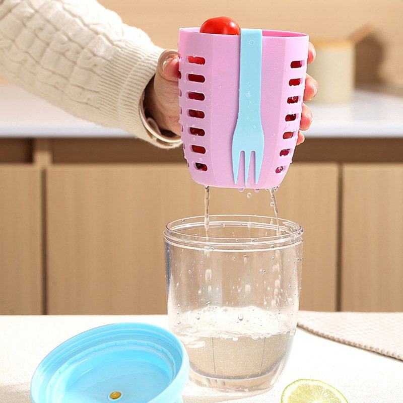 早餐杯沙拉杯沥水带蔬菜食叉外出燕麦随身盖便携水果密封轻杯带