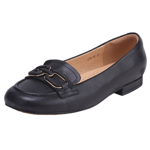 潘暇高级感乐福鞋女真皮通勤气质平跟单鞋春显脚小大码女鞋41到43