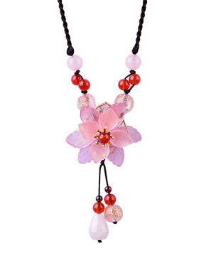 甜美可爱粉色琉璃项链挂件吊坠