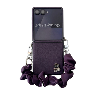 适用小米mixflip手机壳新款三星GalaxyZFlip7/6/5小折叠屏荣耀MagicVFlip2月坑纹丝巾手提小香风外壳保护套