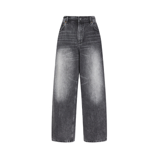 速写男装早春新款男士裤子直筒棉麻男士牛仔裤宽松复古水洗潮流