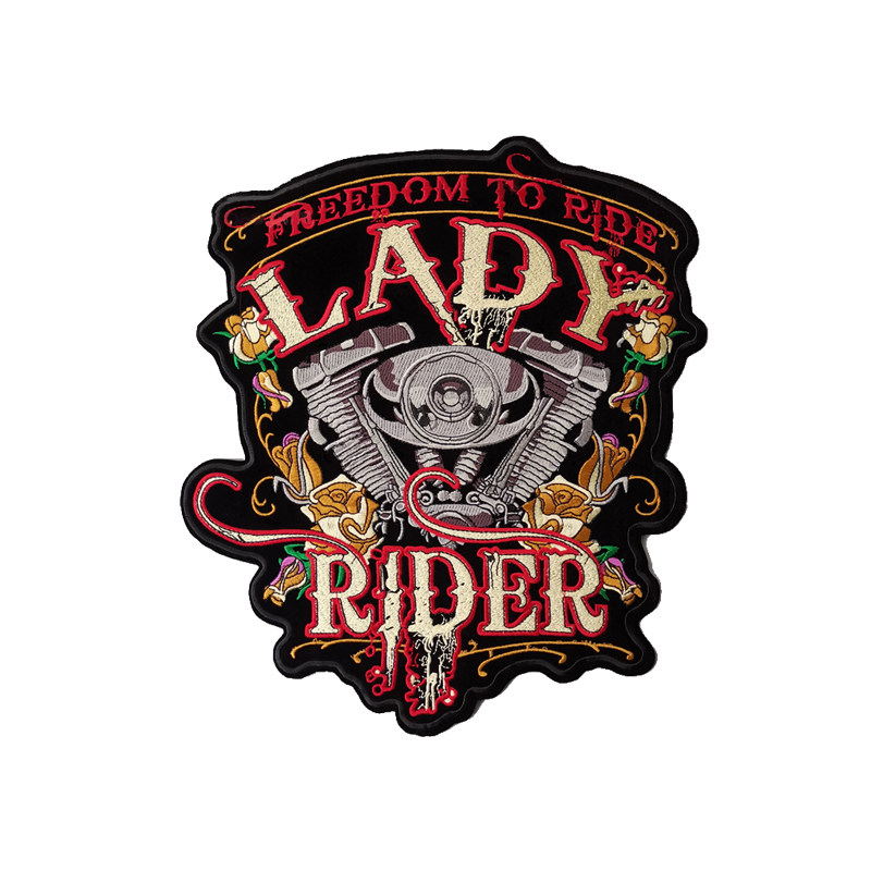 大号RIDER LADY玫瑰机车皮衣 马甲刺绣布贴手缝 31*27.5cm背胶