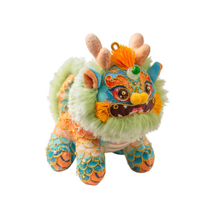 成品水麒麟 阿卡手工中国非遗刺绣手缝立体玩偶摆件平安符挂件