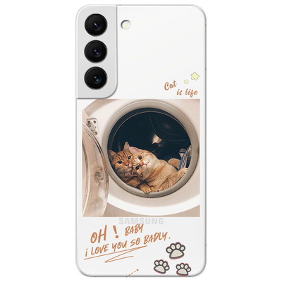 透明猫咪适用三星s23s22..20手机