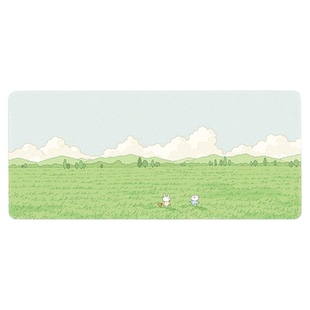 清新风景鼠标垫超大号女生电脑桌垫加厚锁边绿色护眼键盘垫办公室