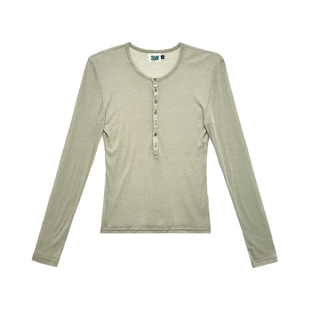 weave 摆脱路人感 灰绿色慵懒修身显瘦设计V领polo长袖打底男女