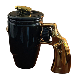 送男友沙雕生日礼物搞怪杯子左轮手枪造型陶瓷马克杯网红情侣对杯