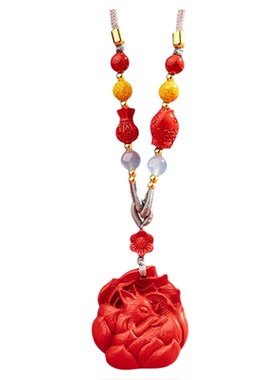 藏尚天然高含量九尾狐朱砂项链