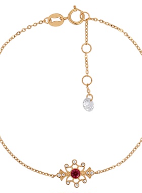 一撇一捺YPYN鎏金花韵手链女14K金链9K金坠高级感培育红宝石吊坠