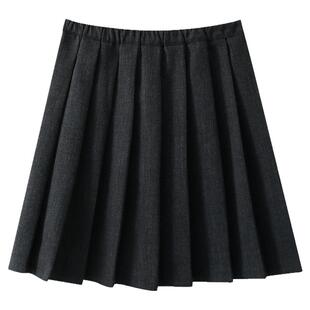 夕蒙2026新款春季韩系气质裙子绝美巨好看百褶裙小个子深灰半身裙