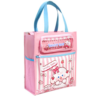 糖狗手提补习袋女小学生儿童大容量课外学习补课班帆布书包拉链式