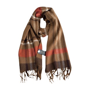 文艺知青丨中性蓝斜纹Cashmere100%羊绒围巾女冬季情侣款格子围脖