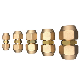 空调铜管英制纳子对接头带螺帽螺母双接头拼接加长接头制冷配件