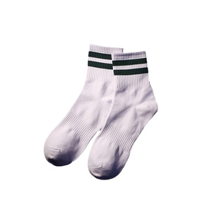 阿基袜子 三双包邮中筒全棉二条杠运动袜生闲透气吸汗篮球袜