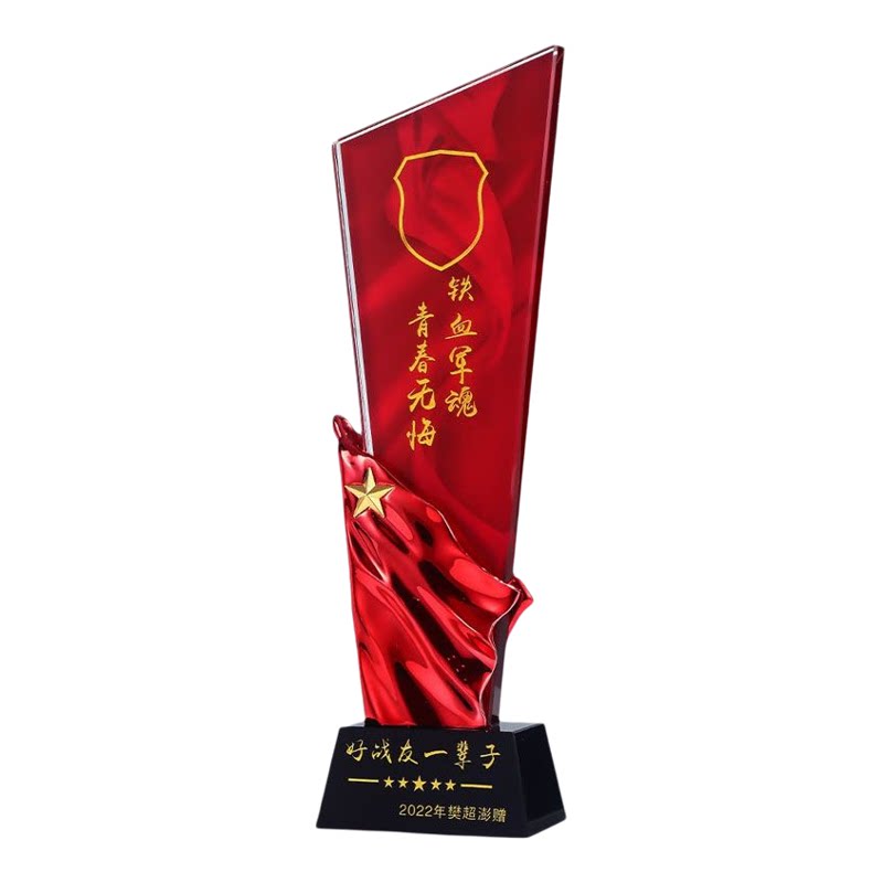 退伍纪念品水晶奖杯定制送战友兄弟同事老兵聚会班长创意军旅礼品