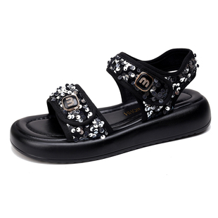 33小码平底凉鞋2026新款夏季女孩时尚防滑凉鞋舒适沙滩鞋42大码鞋
