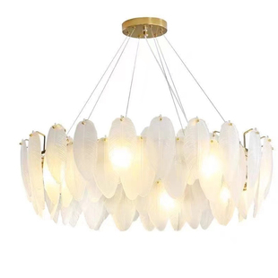 法式轻奢客厅吊灯意式后现代简约设计师款羽毛玻璃主卧室餐厅灯具