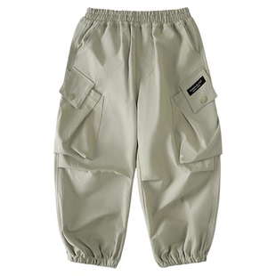 男童裤子工装裤春秋款2026春装新款儿童中大童男孩春季休闲裤长裤