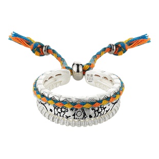 SERENESS所若 田园牧歌涂鸦戒指（宽） 纯银原创设计开口戒 默叙