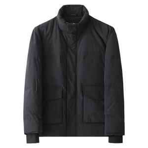 冬季蓄热保暖 轻盈舒适 白鸭绒立领羽绒服男休闲百搭黑色加厚棉服