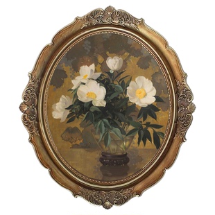 12寸欧式复古花雕树脂相框文艺人物钢琴椭圆形客厅古典艺术画框