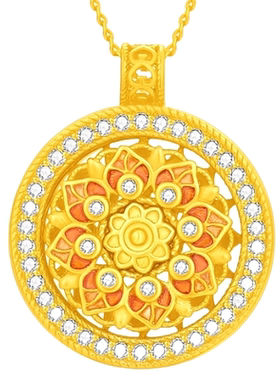 金包银可旋转步步生莲罗盘项链