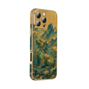 浮雕彩边貔貅纳财适用苹果17promax手机壳iPhone16pro新款ip15中国风高级感皮质14promax全包防摔保护套