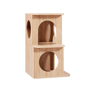 实木猫爬架双层猫窝猫跳台一体小户型不占地木质猫屋玩具四季通用