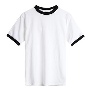 VERY FEWEST 经典不过时黑白撞色纯棉套头短袖T恤夏季百搭上衣