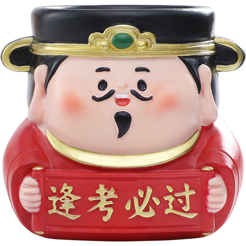 文运守护星笔筒逢考必过可爱神仙文昌君书房办公桌面摆件考试礼物