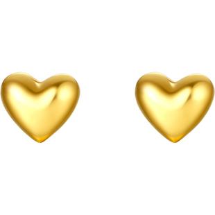 周六福黄金耳饰女爱心耳钉心形耳环计价足金养耳正品新年礼物