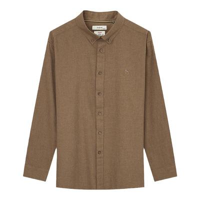 【羊毛混纺】Hazzys哈吉斯秋冬季磨毛长袖衬衫商务休闲通勤上衣男