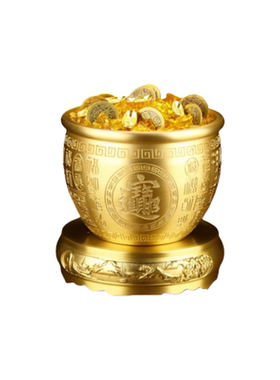 纯黄铜百福缸米缸摆件