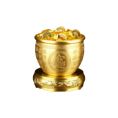 纯黄铜百福缸米缸摆件
