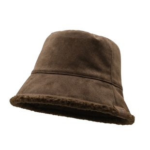 GULESWYCAP冬季双面戴羊羔毛渔夫帽男女复古百搭防风保暖水桶盆帽