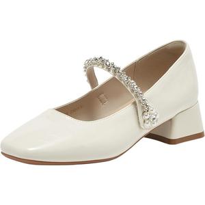 百思图2025秋季商场新款珍珠钻带玛丽珍鞋法式女浅口单鞋W0768CQ5