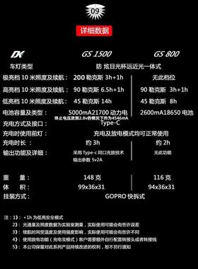 DK山地公路自行车前灯德规防炫目下挂吊装充电夜骑灯 GS1500 2000