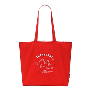 畹町马上起飞双面用帆布包女大学生上课包大容量马年大布袋单肩包