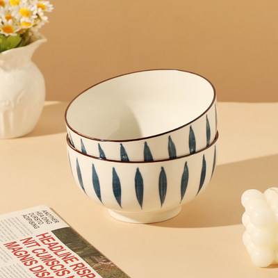 6英寸面碗4个装家用陶瓷喝汤碗泡面碗高颜值日式复古风拉面专用碗