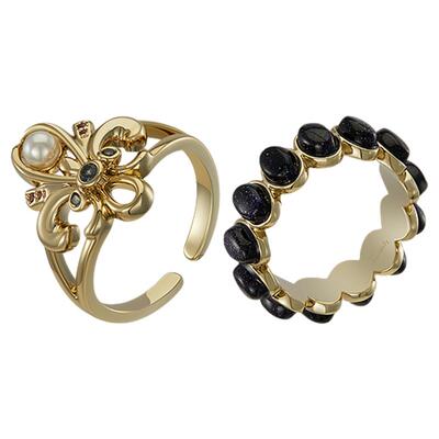 Riotlily城堡的秘密蓝砂石叠戴戒指鸢尾花锆石镶嵌套戒出游季礼物