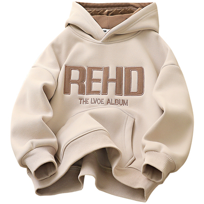 连帽男童加绒卫衣洋气秋冬款