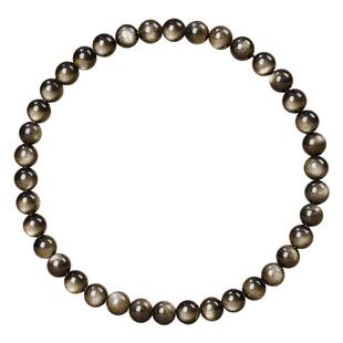 天然金曜石手链小尺寸猫眼双金眼金耀石黑曜石珠子散珠手串男女