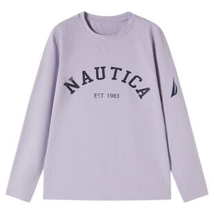 【棉感速干运动】NAUTICA/诺帝卡童装 男童女童长袖T恤儿童春秋季