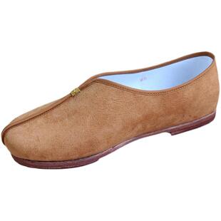 新款老北京布鞋男千层底一脚蹬软底加绒僧鞋黄色烟灰手工冬季中年