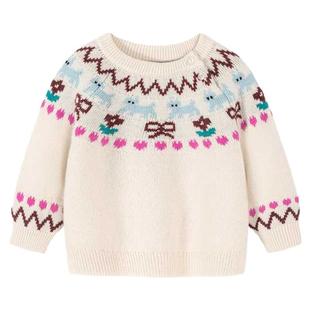 【费尔岛毛衣】迷你巴拉男女童亲子毛衫冬新年红色萌趣艺术家联名