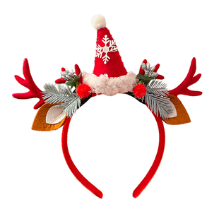 圣诞节头饰鹿角发箍儿童头箍女麋鹿发饰发卡拍照道具发饰表演配饰