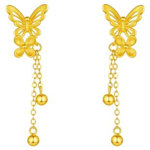 周六福黄金5G计价足金珍桂蝶花传情耳饰公主嫁期指南系列新年礼物