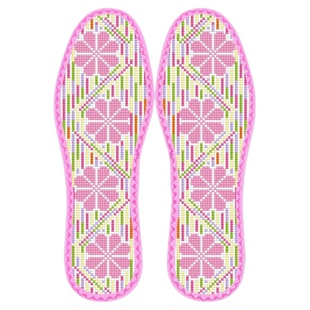 买五送一新款半成品手工十字绣鞋垫中小格带花边七层纯棉布鞋垫