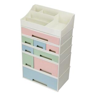 抽屉式桌面收纳盒化妆品梳妆台收纳柜办公室桌上储物盒防尘置物架